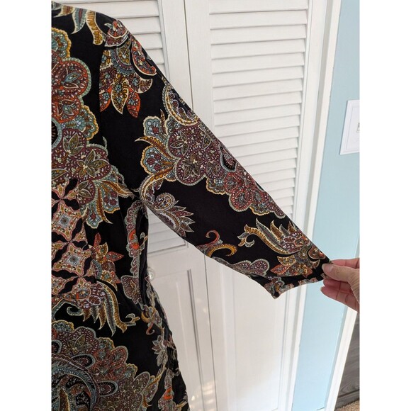 Anthropologie Fig & Flower Dress Womens S Dark Paisley Tunic Boho Hippie Comfy - Picture 5 of 13